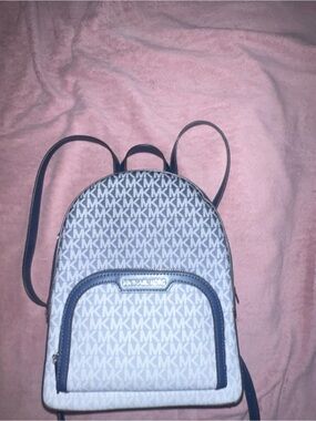 Michael Kors Jet Set Monogram Mini Backpack - White & Navy